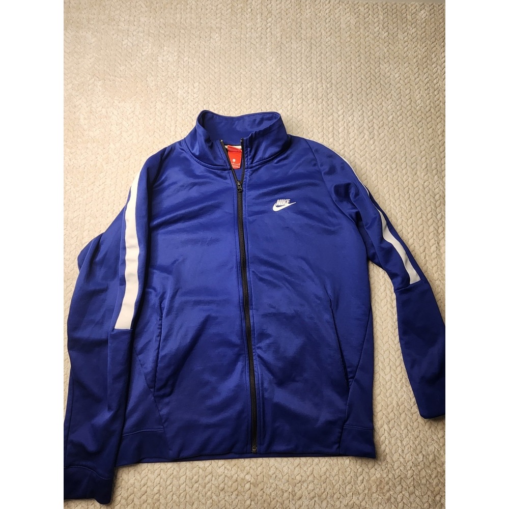 Nike Vintage Striped track‎ jacket Men's L Navy Blue Zip Long Sleeve Red Tag